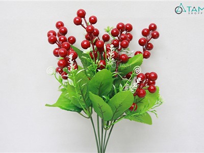 Cành hoa giả trang trí kim cang đỏ D35cm F-CHG-64